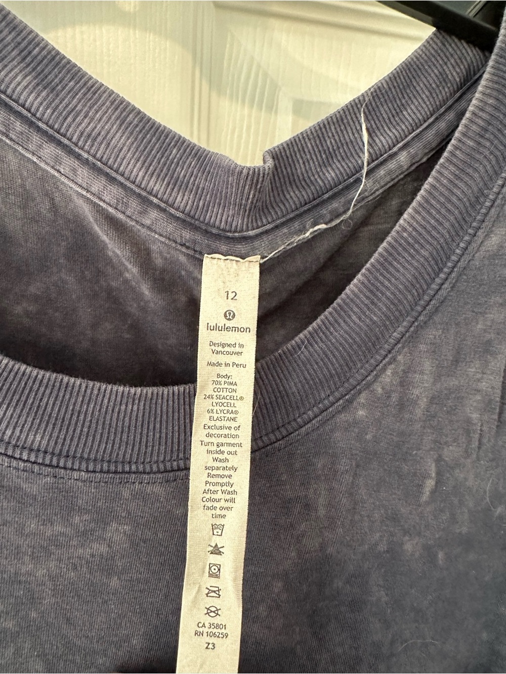 lululemon acid wash navy wash crewneck tee - Picture 2 of 2